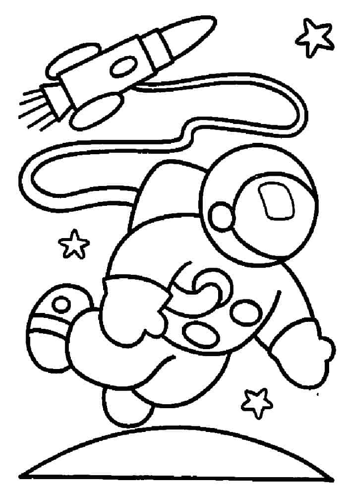 Coloring Pages Astronaut Riding A Rocket