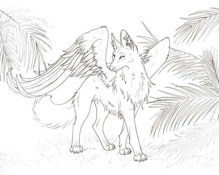 Coloring Pages Of Wolves With Wings