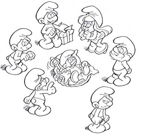 Coloring Pages Smurfs Morning Kids