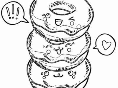 Coloring page Kawaii Donuts