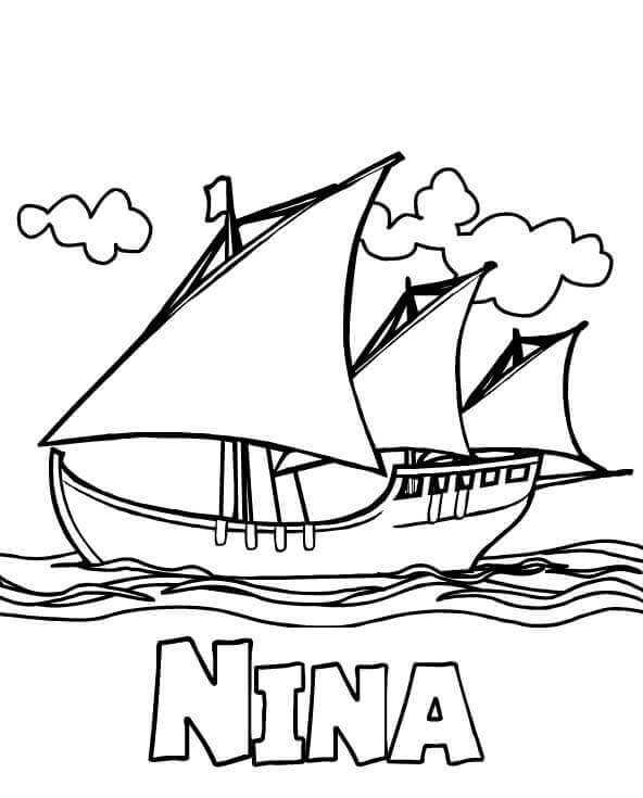 Columbus Day Nina Coloring Page