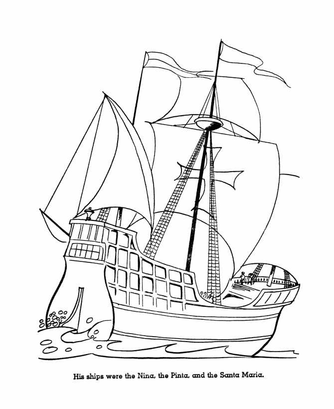 Columbus Day Ships Coloring Page