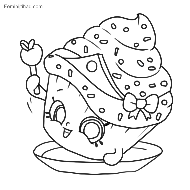 Cupcake princess coloring page shopkins