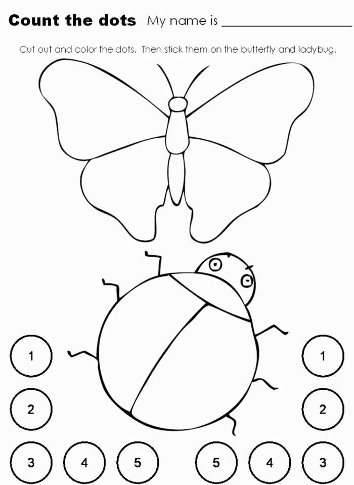 Cut And Count Kindergarten Worksheet