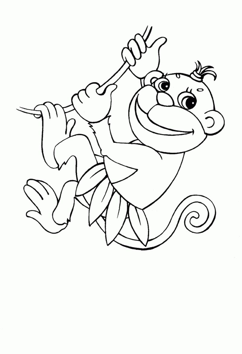 Cute Baby Monkey Coloring Pages