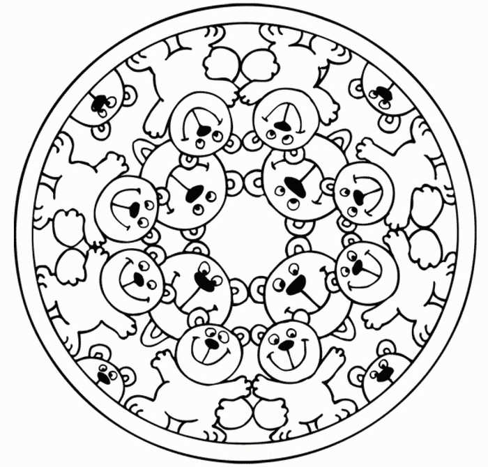 Cute Bear Mandala Coloring Page