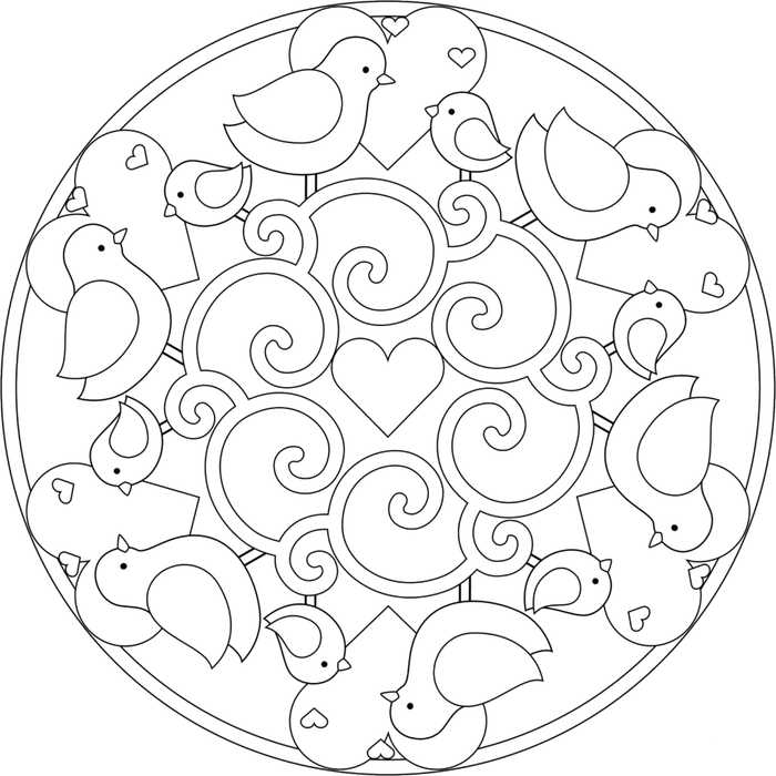 Cute Bird Mandala Coloring Page