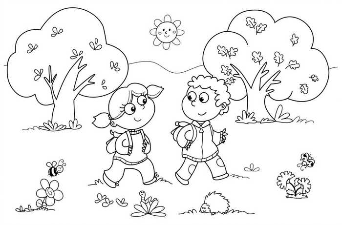 Cute Kids Kindergarten Coloring Pages