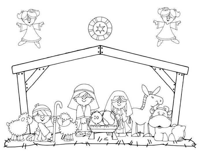 Cute Nativity Coloring Pages