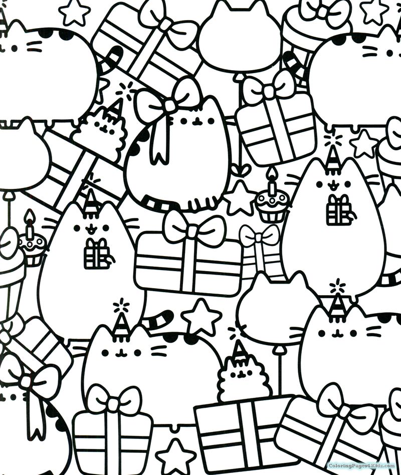 Cute Pusheen Coloring Pages print image