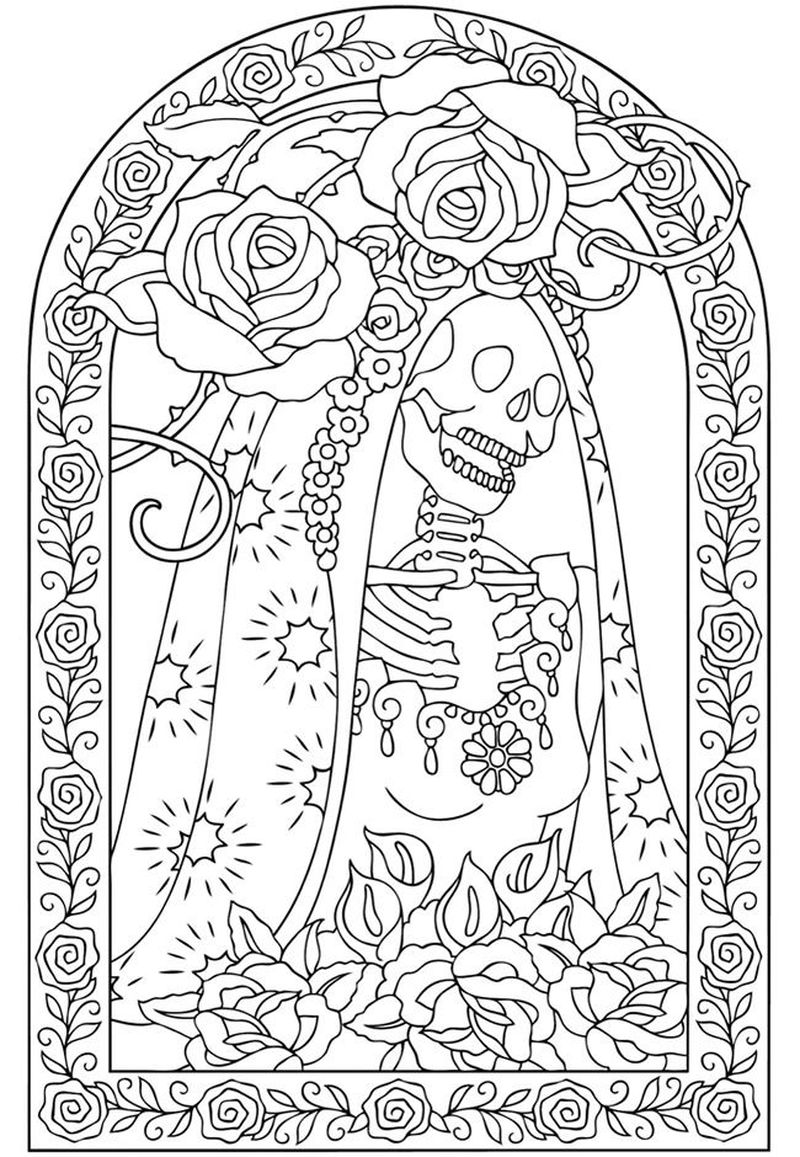 Day Of The Dead Coloring Pages For Adults