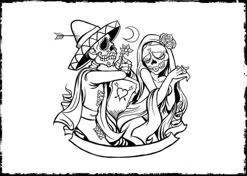 Day Of The Dead Coloring Pages What Color