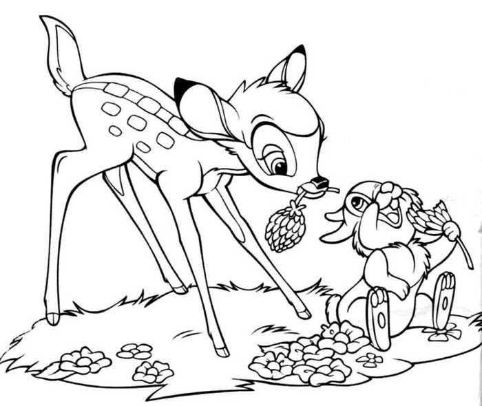 Deer Bambi Animal Coloring Pages