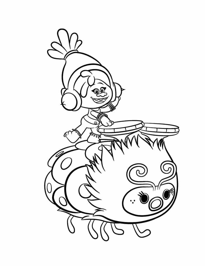 Dj Suki Trolls Movie Coloring Page