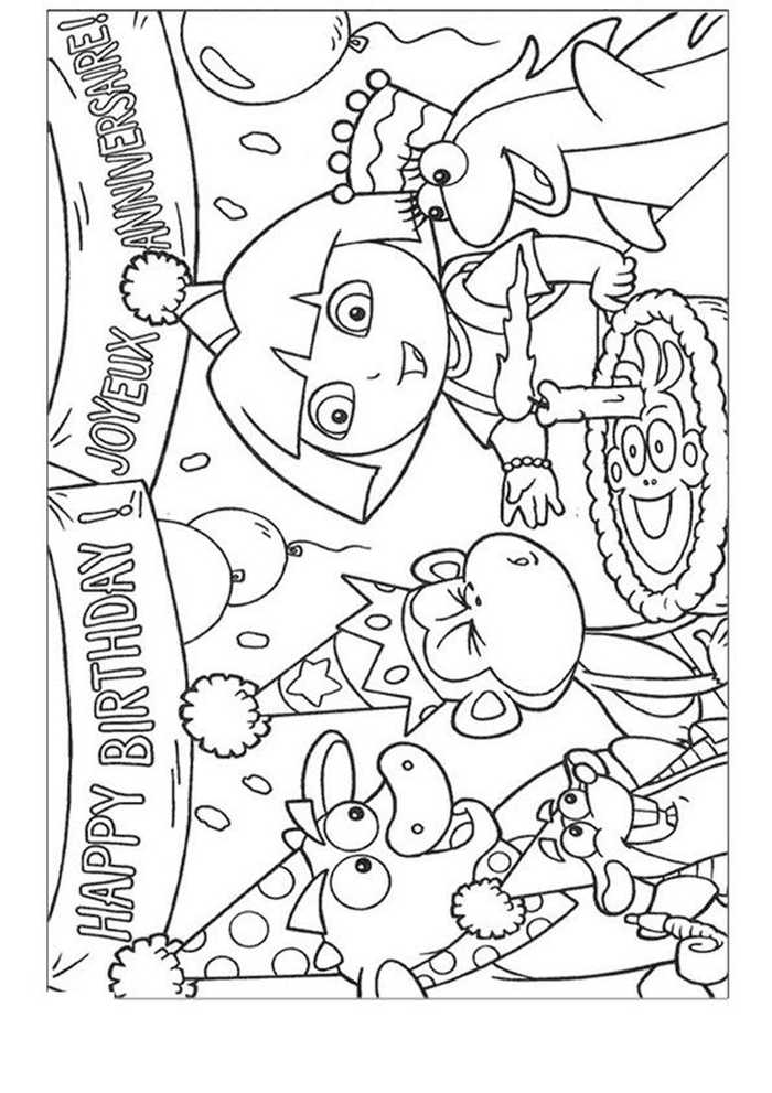 Dora Happy Birthday Coloring Pages