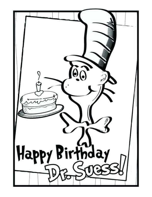 Dr Seuss Birthday March Month Coloring Page