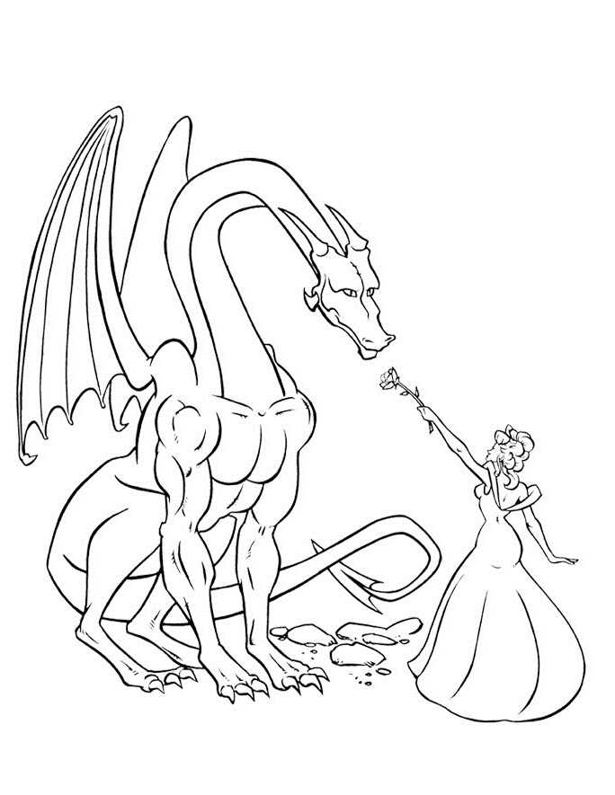 Dragon And Princess Coloring Page