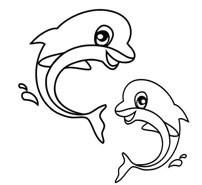 Easy Coloring Pages Dolphin