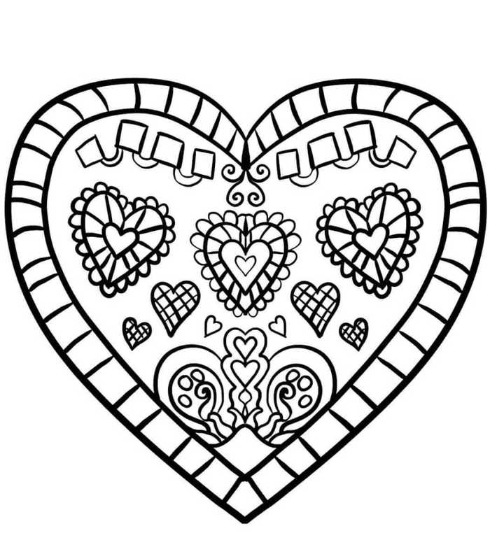 Easy Heart Design Coloring Pages