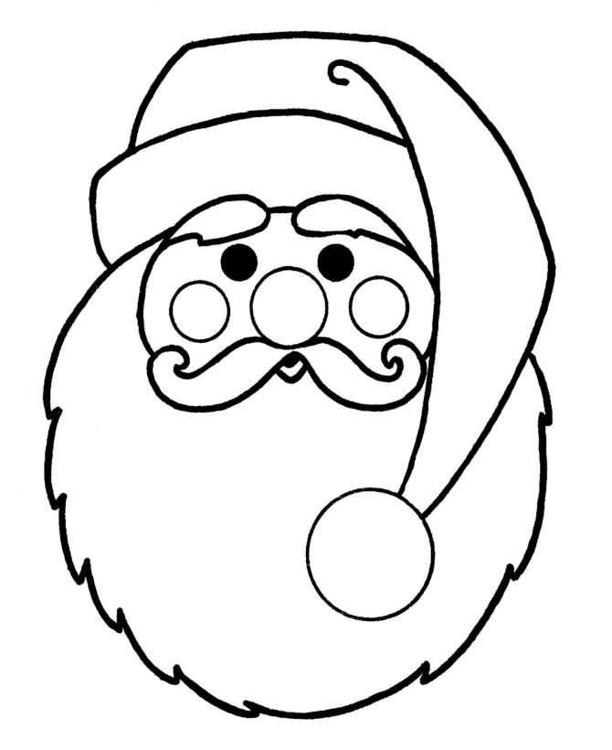 Easy Santa Christmas Coloring Page For Preschoolers