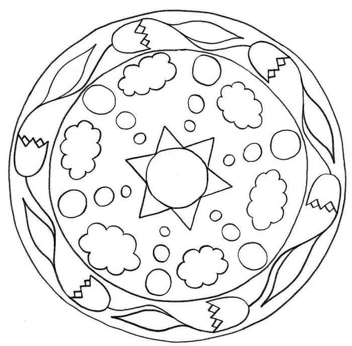 Easy Spring Mandala Coloring Page