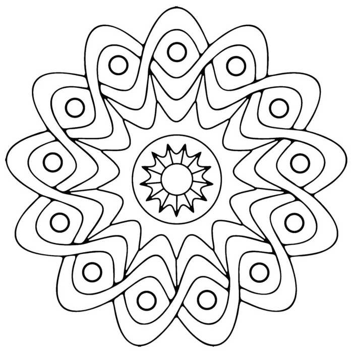 Easy Swirl Mandala Coloring Page