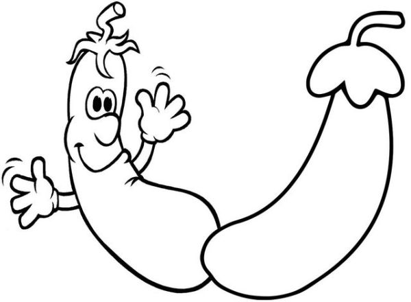 Eggplant Cartoon Coloring Page