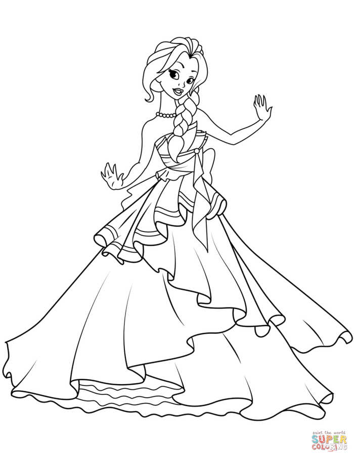 Elegant Cartoon Princess Coloring Pages