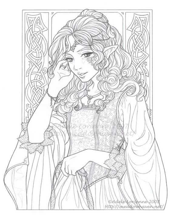 Elegant Elf Fairy Coloring Page Free