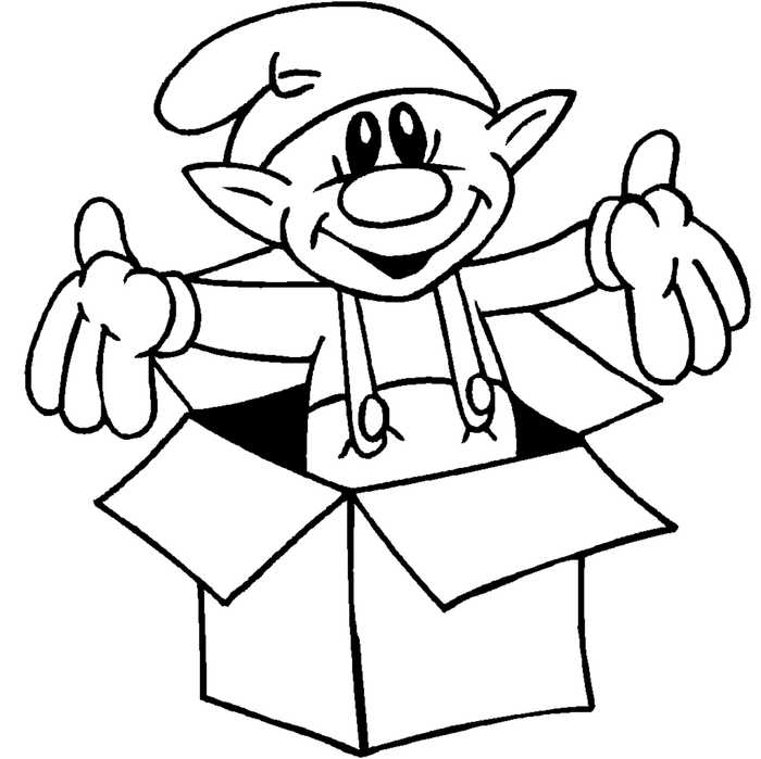 Elf Present Coloring Page