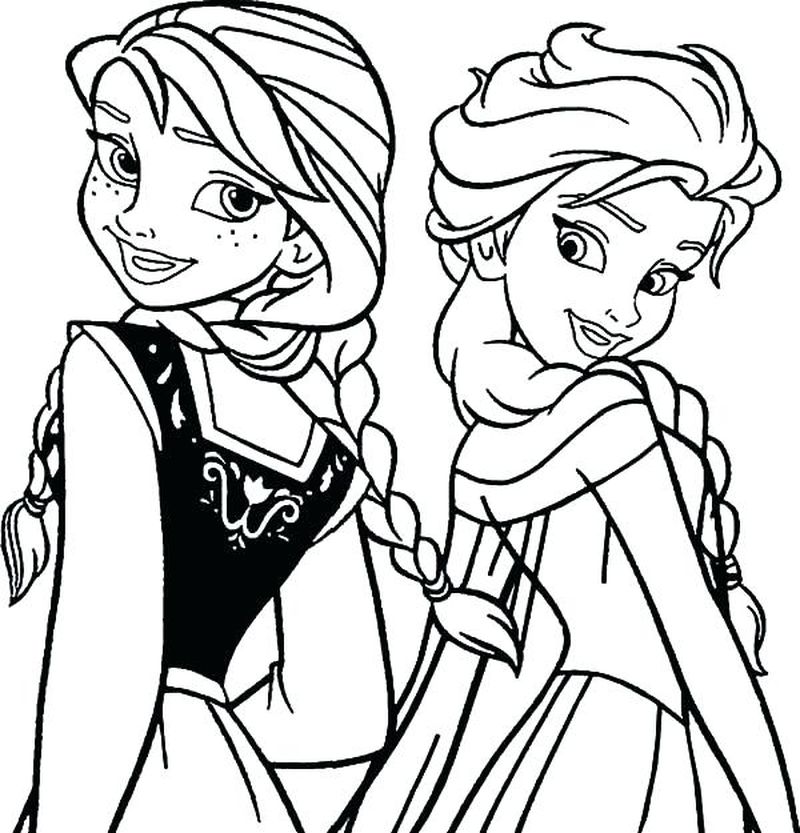 Elsa And Anna And Olaf Coloring Pages