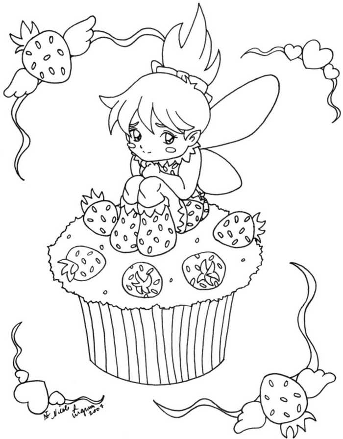 Fairy Cupcake Coloring Pages