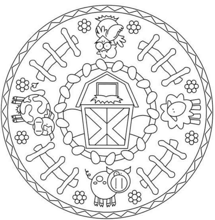 Farm Animal Mandala For Kids