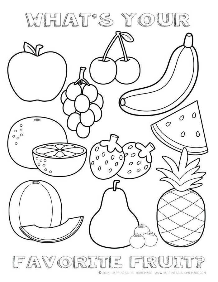 Favorite Fruit Kindergarten Coloring Worksheet