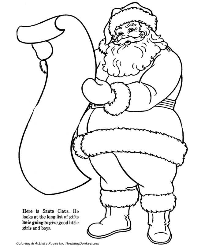 Fill In Santas List Coloring Page