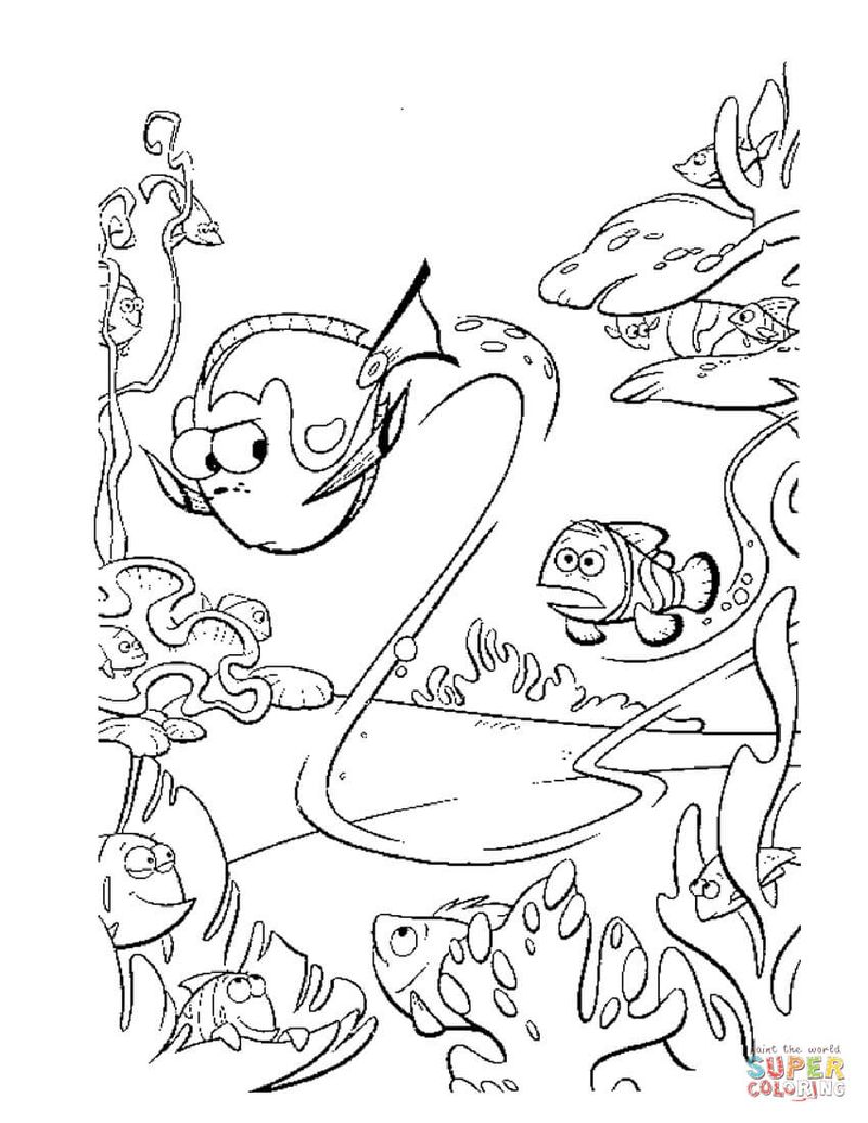 Finding Dory Coloring Pages Baby