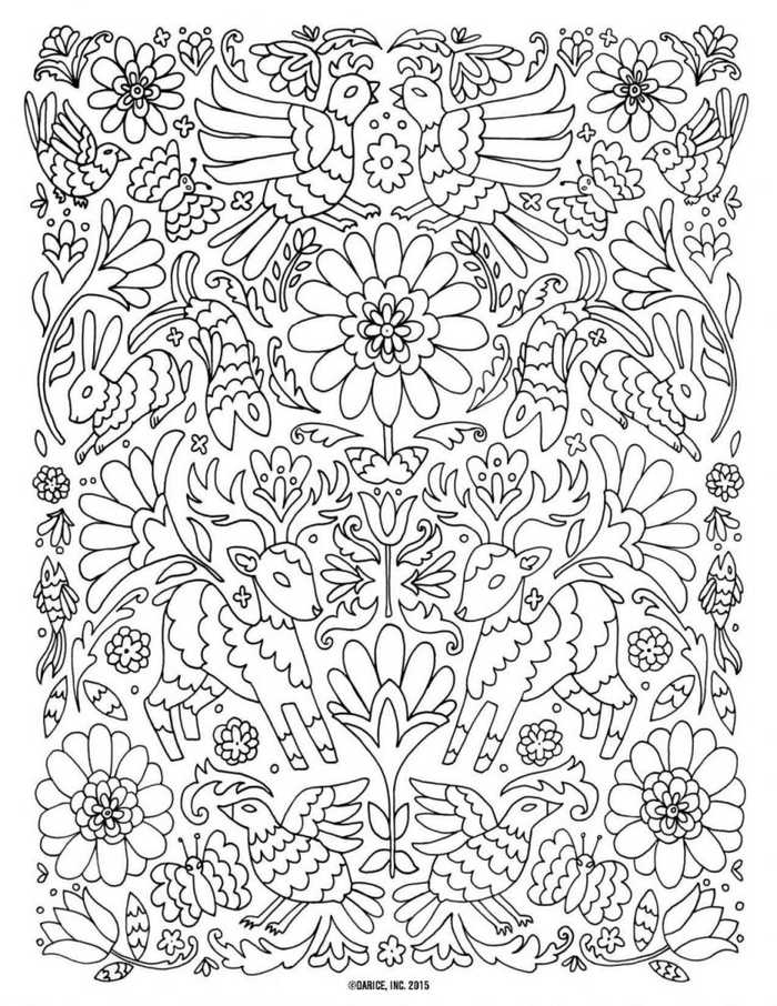 Flower Animal Design Adult Coloring