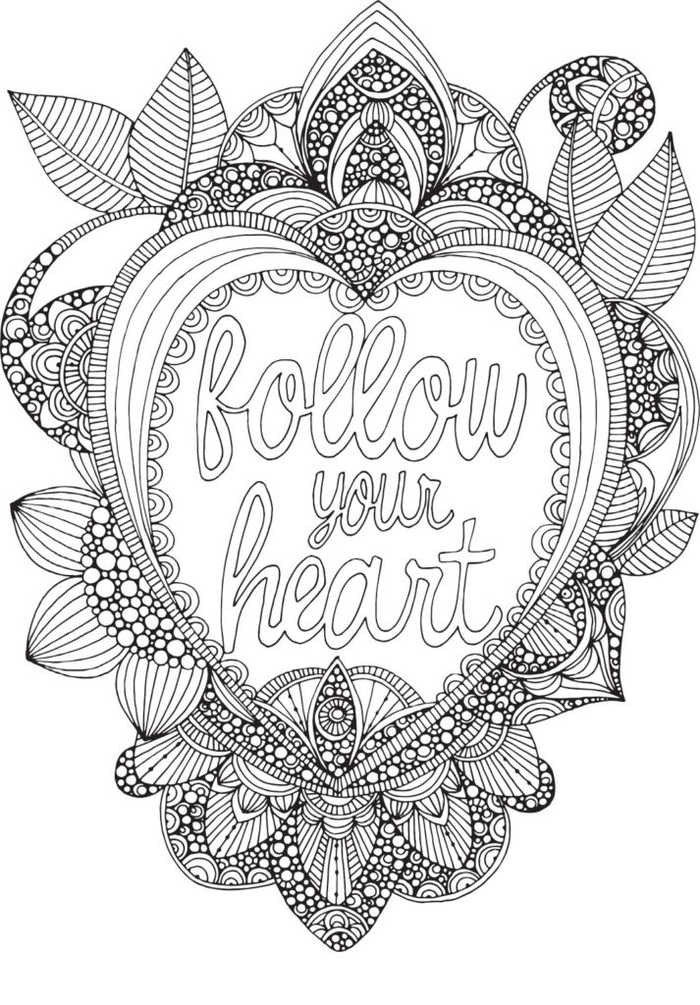 Follow Your Heart Coloring Page For Adults