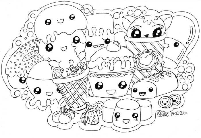 Foodies Kawaii Coloring Pages