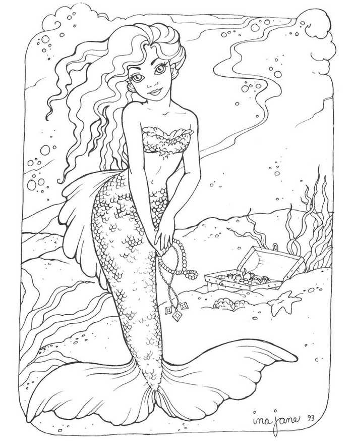 Free Mermaid Coloring Pages