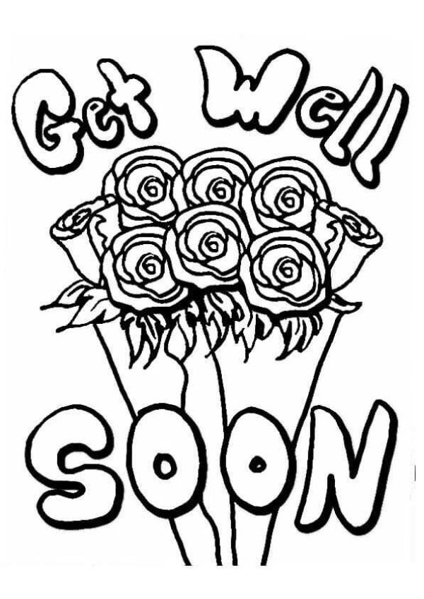 Free Printable Get Well Soon Flower Bouquet Coloring Page