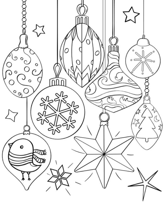 Fun Christmas Ornaments Coloring Page 1