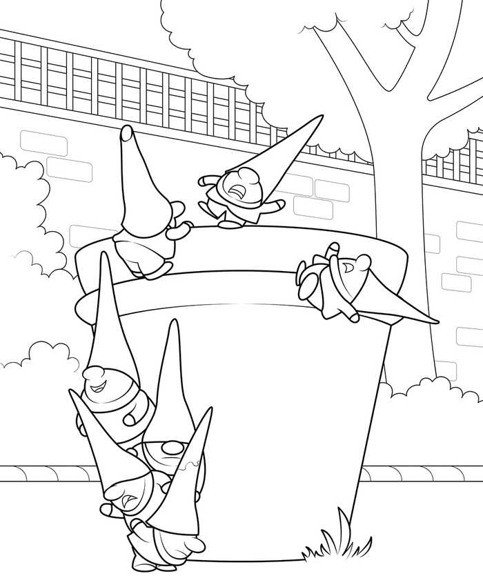 Garden Gnomes From Sherlock Gnomes Coloring Page