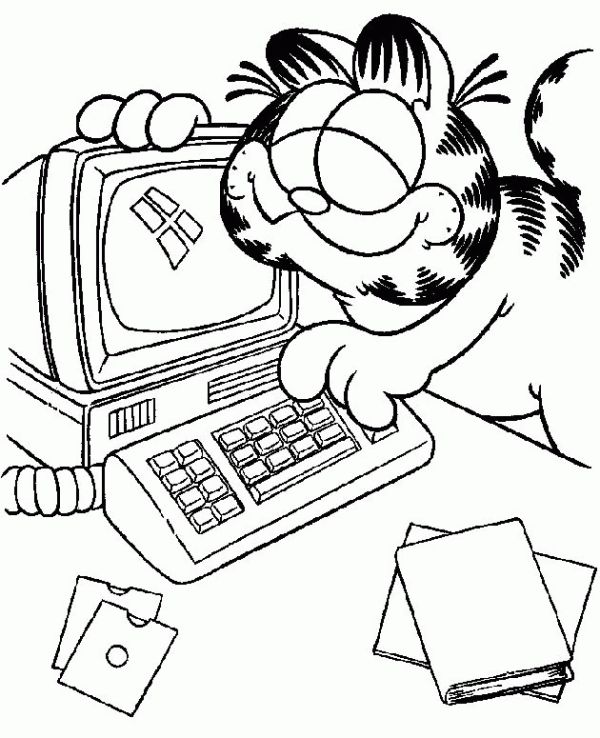 Garfield Computer Coloring Pages