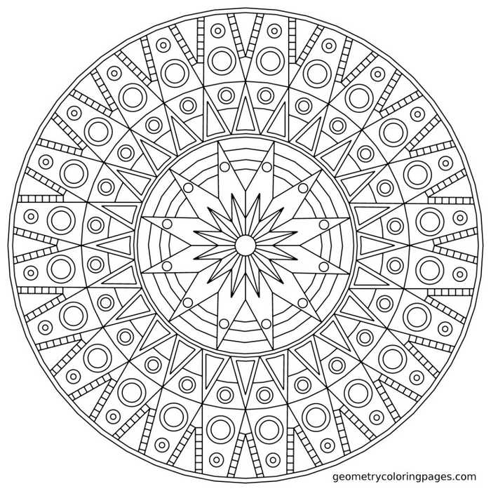 Geometric Mandala Coloring Page For Kids