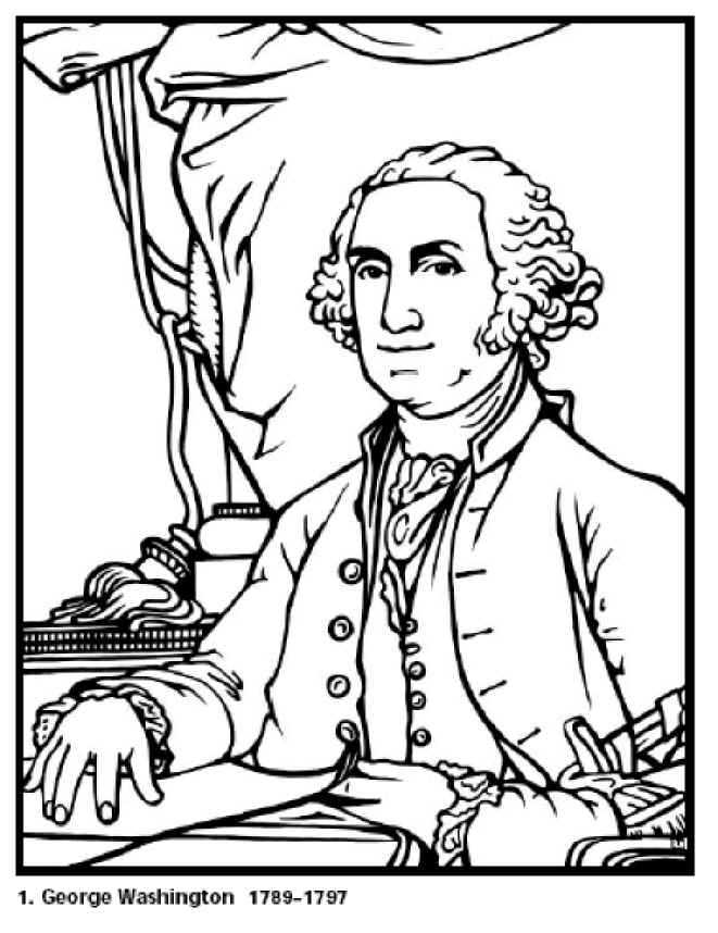 George Washington Presidents Day Coloring Sheet