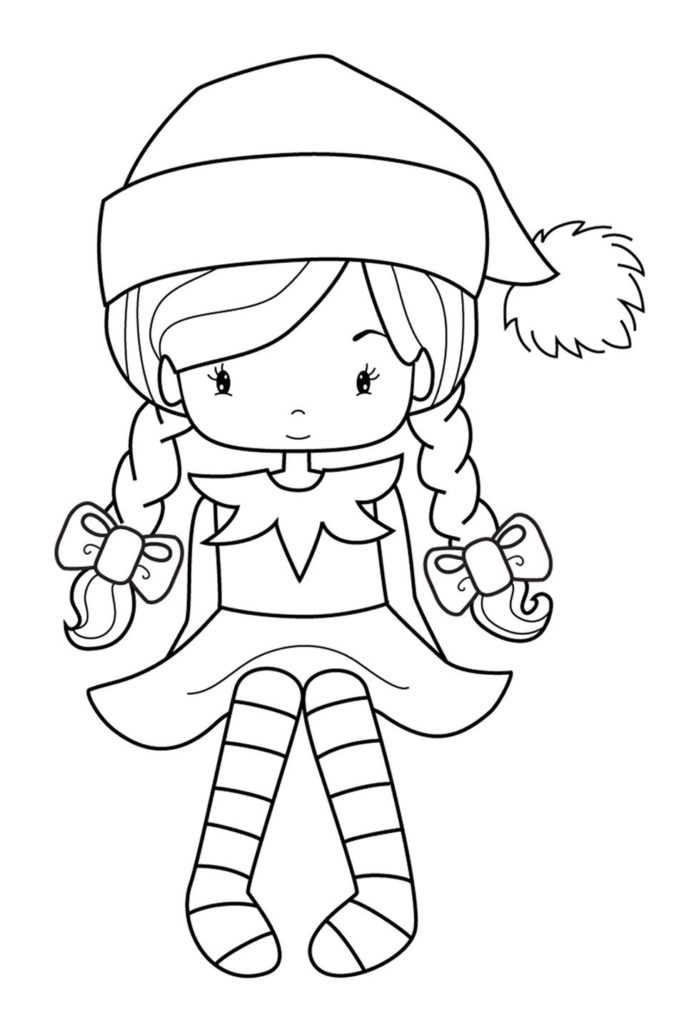 Girl Elf Coloring Page For Preschoolers