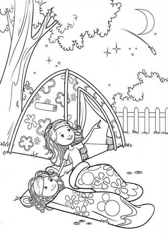 Groovy Girls Camping Coloring Page