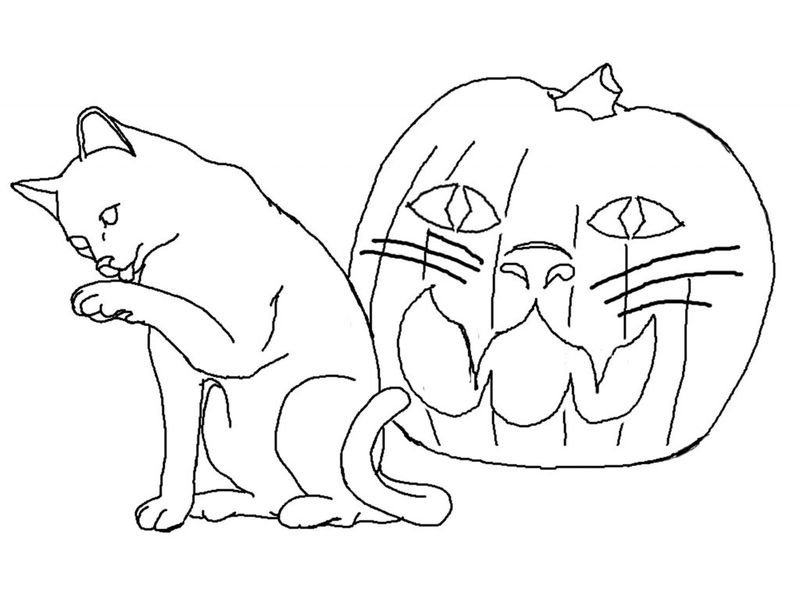 Halloween Cat Coloring Pages