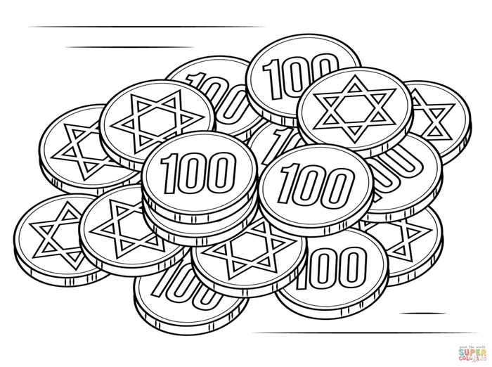 Hanukkah Coloring Pages Gelt